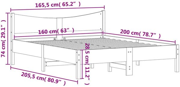 vidaXL Massivholzbett ohne Matratze 160x200 cm Kiefernholz 3216363 Bild 9