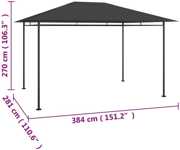 vidaXL Pavillon 384x281x270 cm Anthrazit 180 g/m² 313923 Bild 5