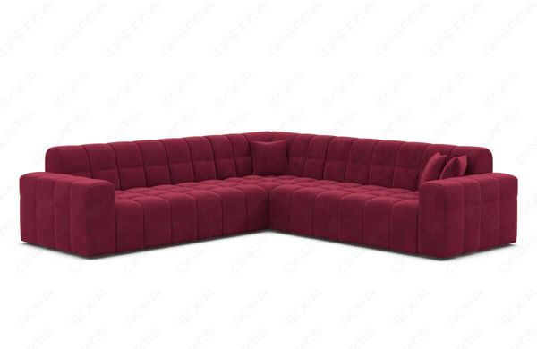 Couch Ibiza L Form in Samtstoff - Samtstoff - rot