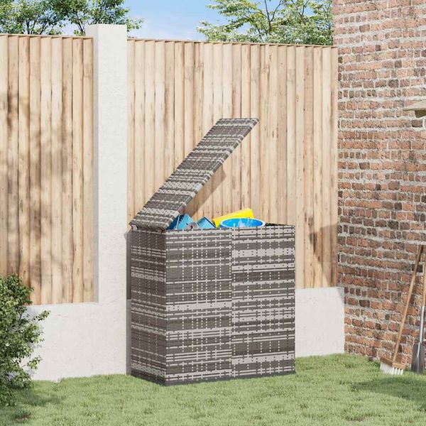 Garten-Kissenbox | Aufbewahrungsbox PE Rattan 100x49x103,5 cm Grau
