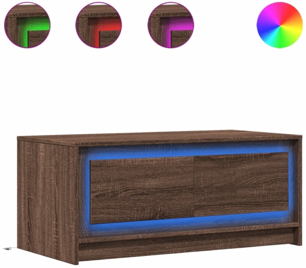 vidaXL LED-Couchtisch Braun Eichen-Optik Holzwerkstoff 851990