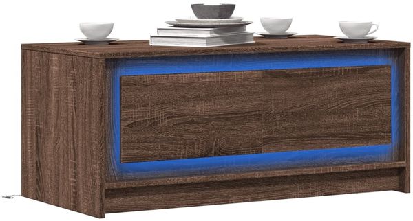 vidaXL LED-Couchtisch Braun Eichen-Optik Holzwerkstoff 851990