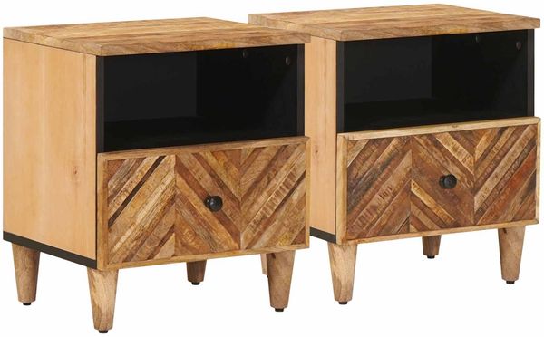 vidaXL Nachttisch 2 pcs Braun 50 x 33 x 60 cm Massivholz Mango 4018923