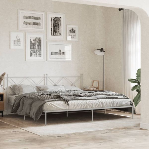 vidaXL Bettgestell mit Kopfteil Metall Weiß 200x200 cm 376558