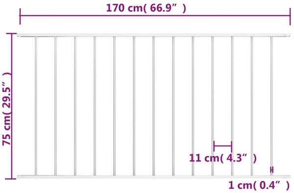 vidaXL Zaunelement Woerden Pulverbeschichteter Stahl 1,7 x 0,75 m Weiß 145224 Bild 4