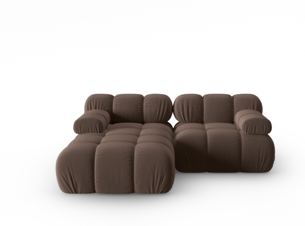 Micadoni Modulares Ecksofa Bellis 3-Sitzer Links Samt Bluvel Dunkelbraun