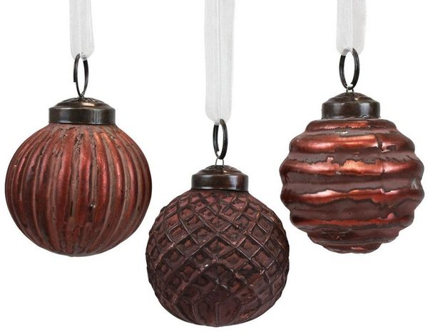 Viana Weihnachtsbaumkugel Weihnachtsbaumkugeln Glas Vintage-Stil Rotbraun, 9er-Set