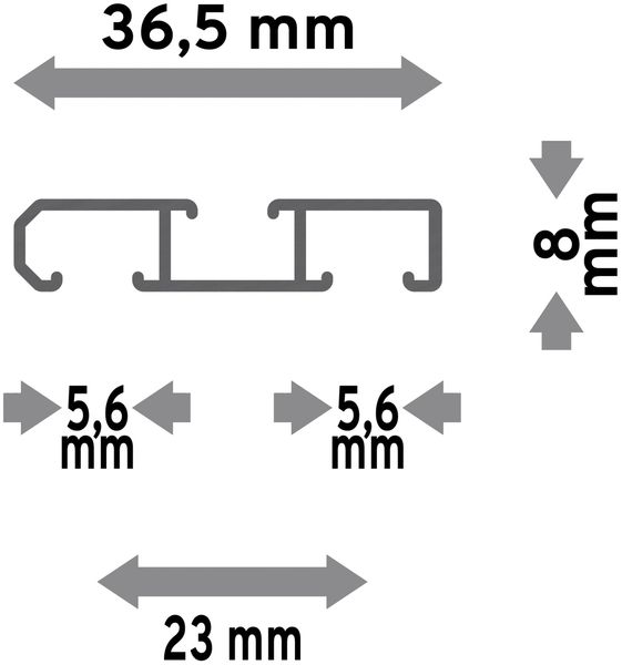 Gardinenschiene Slimline 520 cm (geteilt in 4 x 130 cm), 1-/2-läufig Silbergrau Bild 6