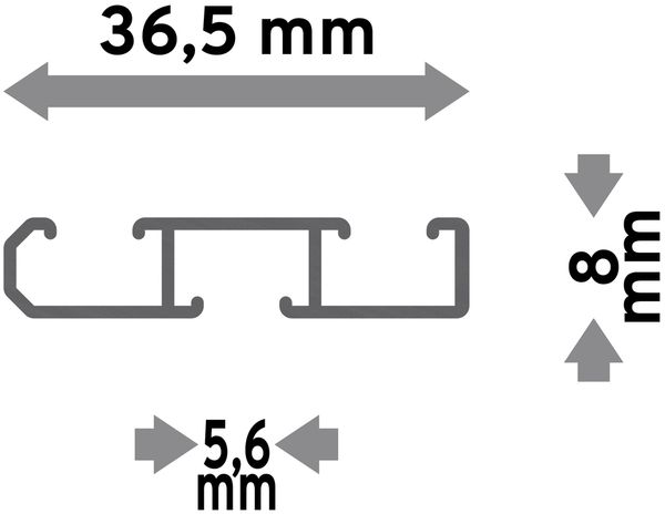 Gardinenschiene Slimline 520 cm (geteilt in 4 x 130 cm), 1-/2-läufig Silbergrau Bild 7