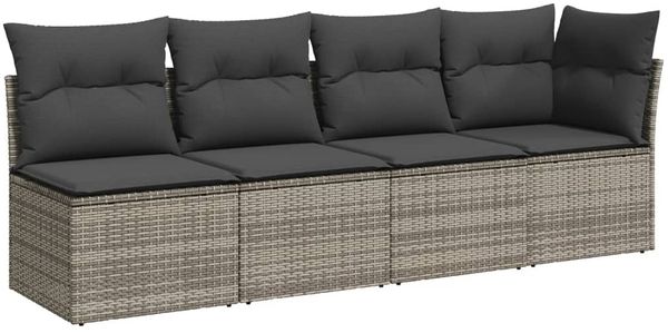 vidaXL 7-tlg. Garten-Sofagarnitur mit Kissen Grau Poly Rattan 3267290 Bild 3