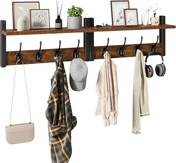2er-Set Wandhaken für Garderobe, rustikales Braun & Schwarz, für Flur, Schlafzimmer und Bad