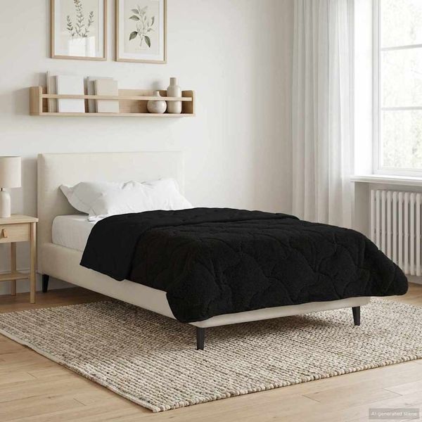 vidaXL Sommerdecke Schwarz 155 x 200 cm Mikrofaser und Teddy-Fleece 42026183