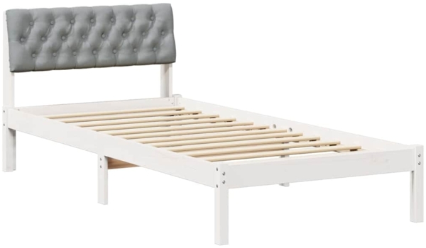 vidaXL Bettgestell Weiß und Hellgrau 90 x 190 cm Massivholz Kiefer 878648