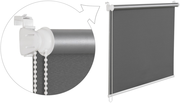 Thermorollo Verdunklungsrollo 50x200 cm Fensterrollo mit Thermobeschichtung 100% Abdunklung, dunkelgrau