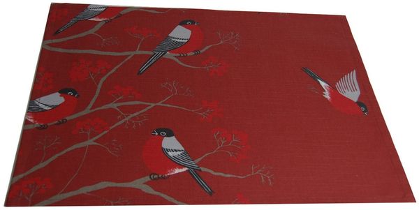 beties Platzset Beeren Vögel, (1-St, 1 Stück Tischset), Ideal auch als Untersetzer oder Schrankdeckchen, Farbe: marsala-rot