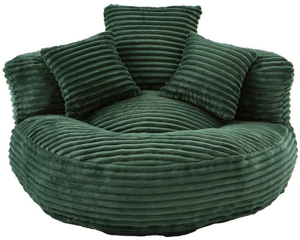 LVHOM Sitzsack 108x108x52cm Chenille Premium Sofa mit 3 extra Kopfkissen (Kuschelig & Atmungsaktiv, Einzelsitzer-Lounge, komplett komprimiert geliefert. Perfekt für Ruhe, Lesen, Gaming & Nickerchen. Ideal für Wohnzimmer, Schlafzimmer, Spielzimmer & Off...