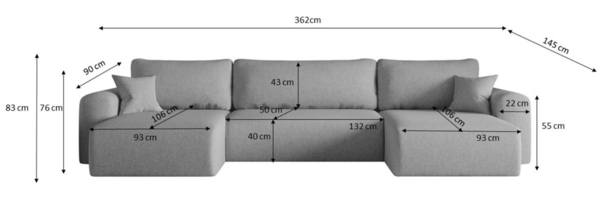 Wohnlandschaft Sofa mit Schlaffunktion FLORA Stoff Verita Dunkelbeige Bild 4