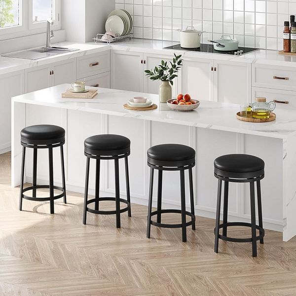 GarveeMore Barhocker Drehhocker,einfach zu montieren und zu reinigen, für Küche, Restaurant (4 St), (2/4er Set), 360°Drehbar, mit Fußstütze und PU-gepolsterte