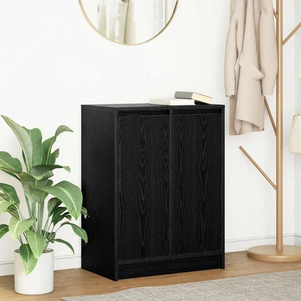 vidaXL Sideboard Schwarz Eichen-Optik 57x34x76 cm Holzwerkstoff 861617