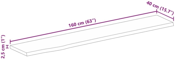 vidaXL Tischplatte mit Baumkante 160x40x2,5 cm Massivholz Mango 370448 Bild 8