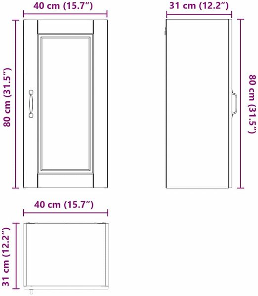 vidaXL Wandschrank PORTO Weiß 40 x 31 x 80 cm Holzwerkstoff 885375 Bild 12
