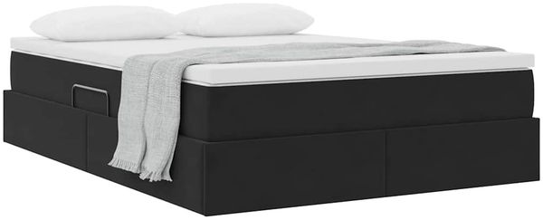 vidaXL Aufbewahrungsbett mit Matratze Schwarz 140 x 200 cm Samt 3370307 Bild 3