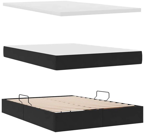 vidaXL Aufbewahrungsbett mit Matratze Schwarz 140 x 200 cm Samt 3370307 Bild 8