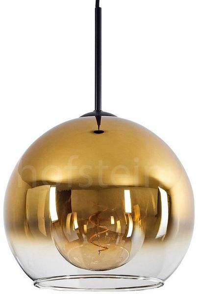 hofstein Hängeleuchte »Cesaro« Hängelampe aus Metall/Glas in Schwarz/Goldfarben/Klar, ohne Leuchtmittel, Vintage/Retro Design, Schirm aus Glas (25cm), Höhe max. 147cm, 1xE27