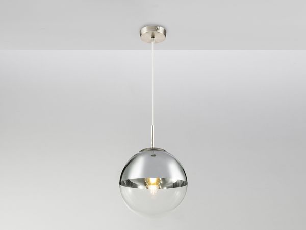 LED Hängelampe mit Glaskugel, Design in Chrom & Klarglas, Ø 25cm Bild 3