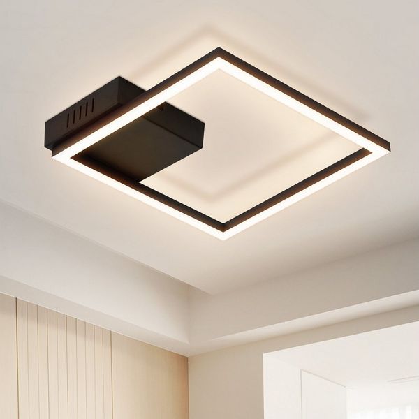 Nettlife LED Deckenleuchte Flur Wohnzimmer Schwarz moderne Kristall Deckenlampe 12/24W, LED fest integriert, Warmweiß, Flur Küche