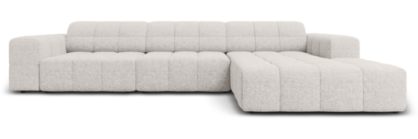 Micadoni Ecksofa Jennifer 4-Sitzer Rechts Chenille Hellgrau