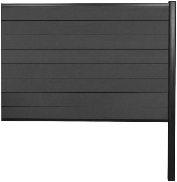 WPC-Sichtschutz Sarthe, Zaun Windschutz, Alu-Pfosten zum Einbetonieren ~ Erweiterungselement, 185cm anthrazit Bild 2