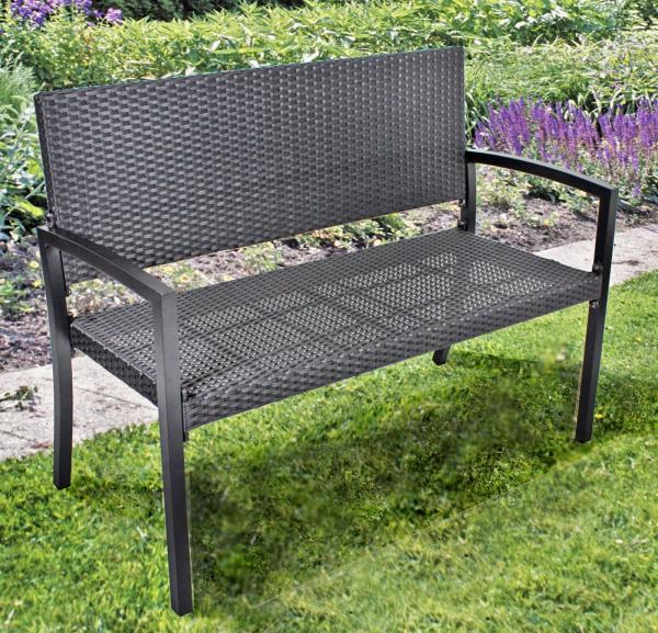 'SANREMO' Parkbank, Aluminium / Kunststoffgeflecht, Schwarz, 87 x 60 x 116 cm