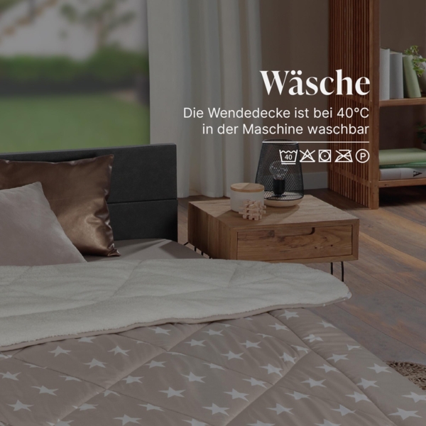 Wende Bettdecke 135x200cm - Steppbett Sherpa-Fleece und Mikrofaser Seite - warme Steppdecke (1400g Füllung) - Wende-Design - Flauschige Kuscheldecke Bild 7