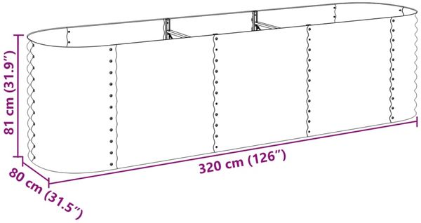 vidaXL Garten-Hochbeet 320x80x81 cm Verzinkter Stahl Grau 45522 Bild 9