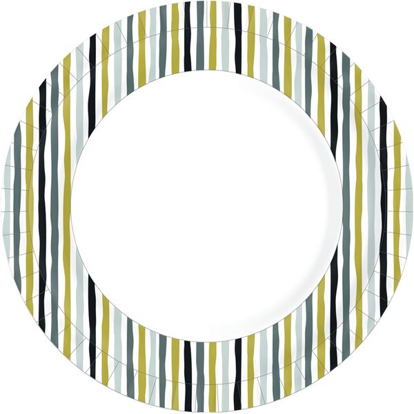 Duni Pappteller Bio weiß Stripes schwarz gold Ø 22 cm - 10 Stück