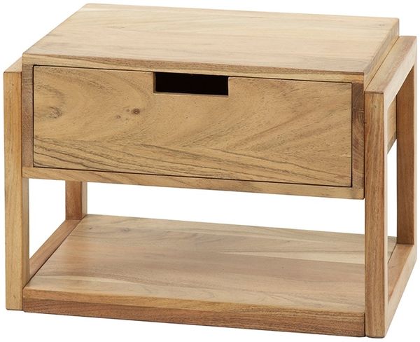 KAWOLA Nachttisch HOLYA hängend Akazie massiv natur 1 Schublade 27 x 25 x 39 cm Bild 3