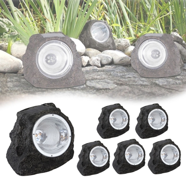 Solarlampe Garten Stein Optik 6er Set Deko Solarlampe Außen Leuchte Solar