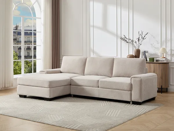 Vente-unique - EMBAPO Sofa Stoff Beige - B 153 cm x H 85 cm x L 260 cm