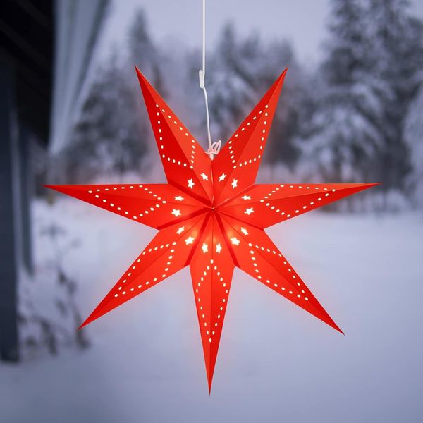 SALCAR LED Papierstern Weihnachten mit Beleuchtung 55cm