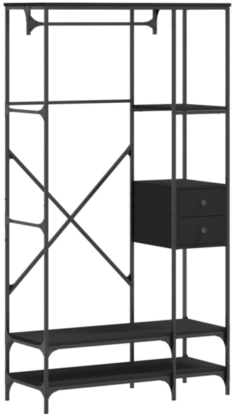 vidaXL Kleiderständer mit Ablagen Schwarz Holzwerkstoff 847859