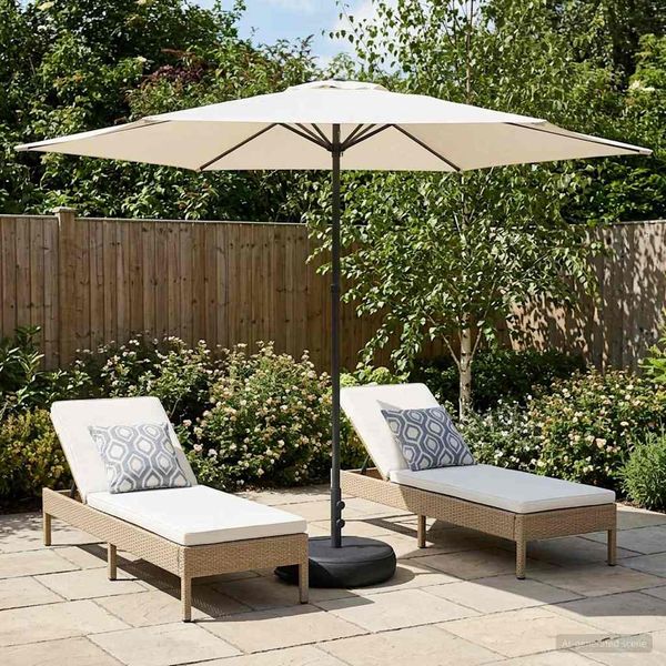 vidaXL Garten-Schirm mit Fuß 300 x 300 cm Polyester Rechtwinklig Creme 42036231
