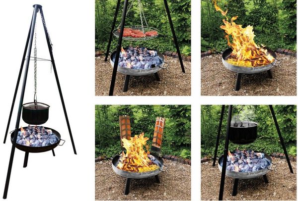 Multi-Grillset Feuerschale Grillrost Kochtopf 15L Fischfilethalter Kesselgulasch
