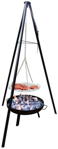 Juergen Westerholt Multi-Grillset Oslo mit Feuerschale, Grillrost, Kochtopf & Fischfilethalter, Schwarz, 15L