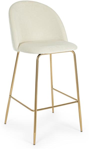 Barhocker Carry aus Samt, Weiß, 51 x 55 x 105 cm