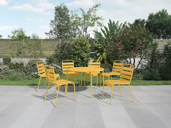 Vente-unique - MIRMANDE Garden dining set Metall Gelb - B 130 cm59 cm x H 74 cm79 cm x L 130 cm47,5 cm