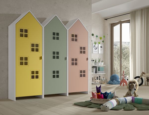 Schrank Casami Bruges 37 x 172,8 x 171,3 cm MDF Rosa Grün Gelb