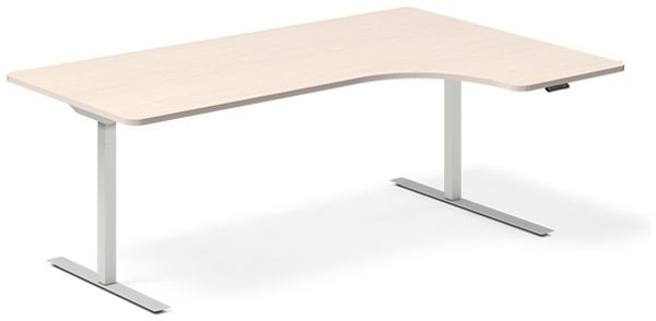 Höhenverstellbarer Tisch DNA Birke 2000x1200 mm rechts 2-Bein/weiß