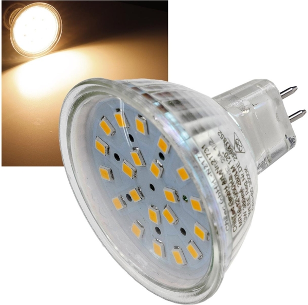 LED Strahler MR16 "H40 SMD"120°, 3000k, 330lm, 12V/3W, warmweiß