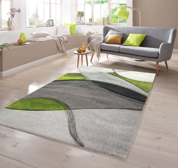 TeppichHome24 Teppich Teppich modern abstrakt in grün grau schwarz, rechteckig